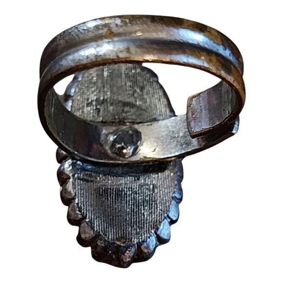 Vintage Turquoise Statement Ring Adjustable Silver Tone Boho Western Style - Picture 3 of 7